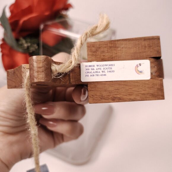 Wooden Cat Shelf Sitter With Dangling Heart Homer Woodworks USA Made - Picture 3 of 7